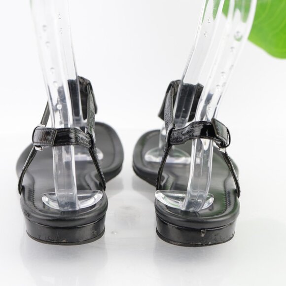 Cole Haan Womens Molly Sandals Size 6 Black Leather Python Thong Slingback Flats - Picture 5 of 13